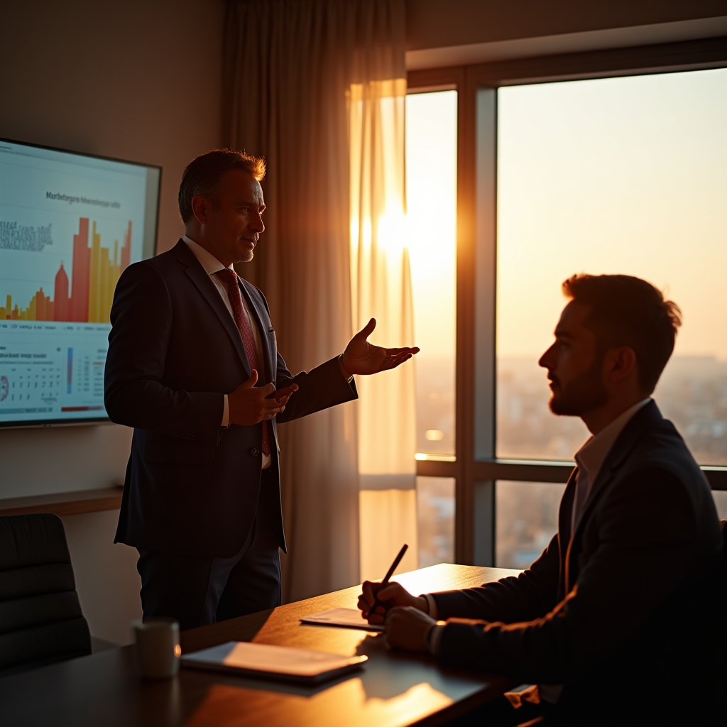 Formatore che spiega una dashboard a un team di marketing durante una sessione pratica